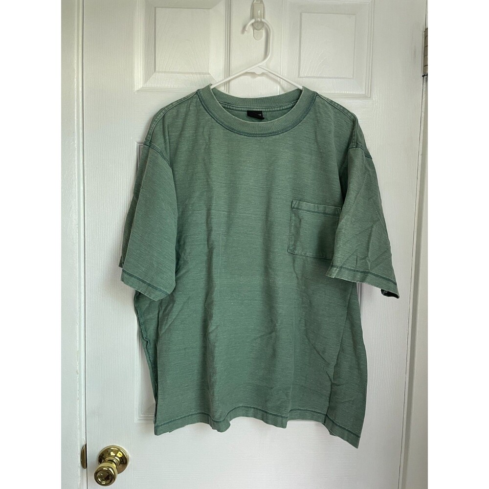 Cotton On Heavy Weight Box Fit Short Sleeve pocket T-Shirt blue teal Size Large